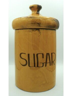 MCM Mushroom Top Sugar Canister Mustard Harvest Yellow with Brown VTG 1970's